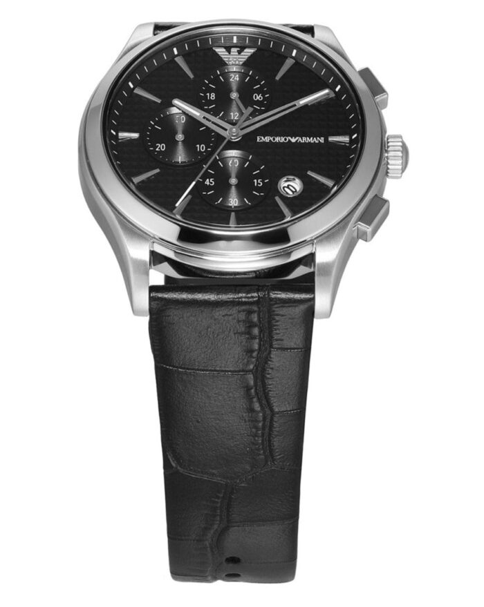 Emporio Armani Paolo Chronograph Black Dial Black Leather Strap Watch For Men - AR11530 - Image 5